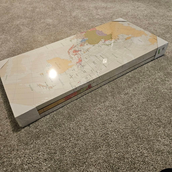 World Map Canvas Wall Art Beige 45.3 in W x 09 in D x 32.5 in H - Picture 5 of 6